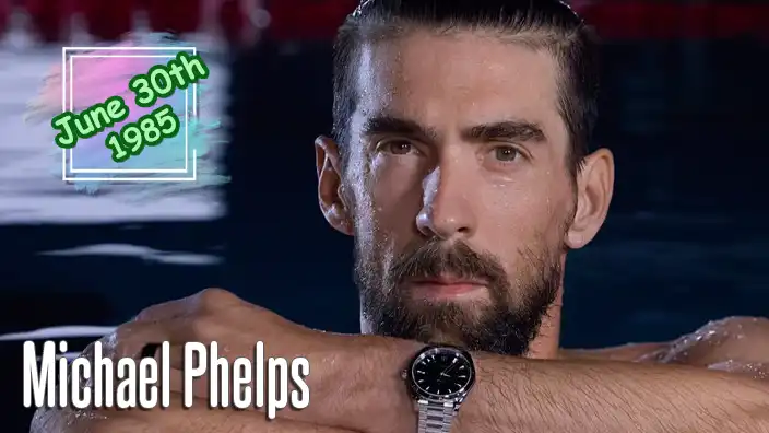 Michael Phelps celebrates another Olympic victory after winning one of his record-breaking 23 Olympic gold medals in competitive swimming.
