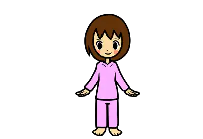 Cartoon of a lady in her Pajamas, ready for work.