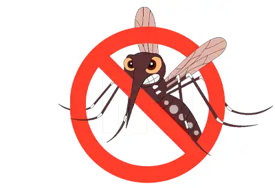 A Mosquito being blocked by a road sign on a transparent background