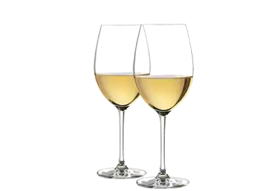 Two glasses of white wine on a transparent background