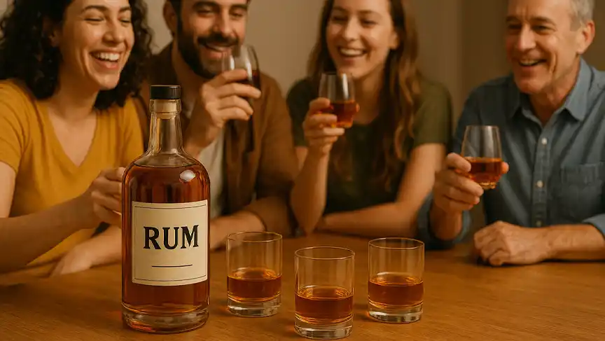 A Group drinking shots of Rum