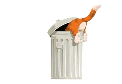 International Homeless Animals Day A Cat Climbing into a Trashcan on a transparent background