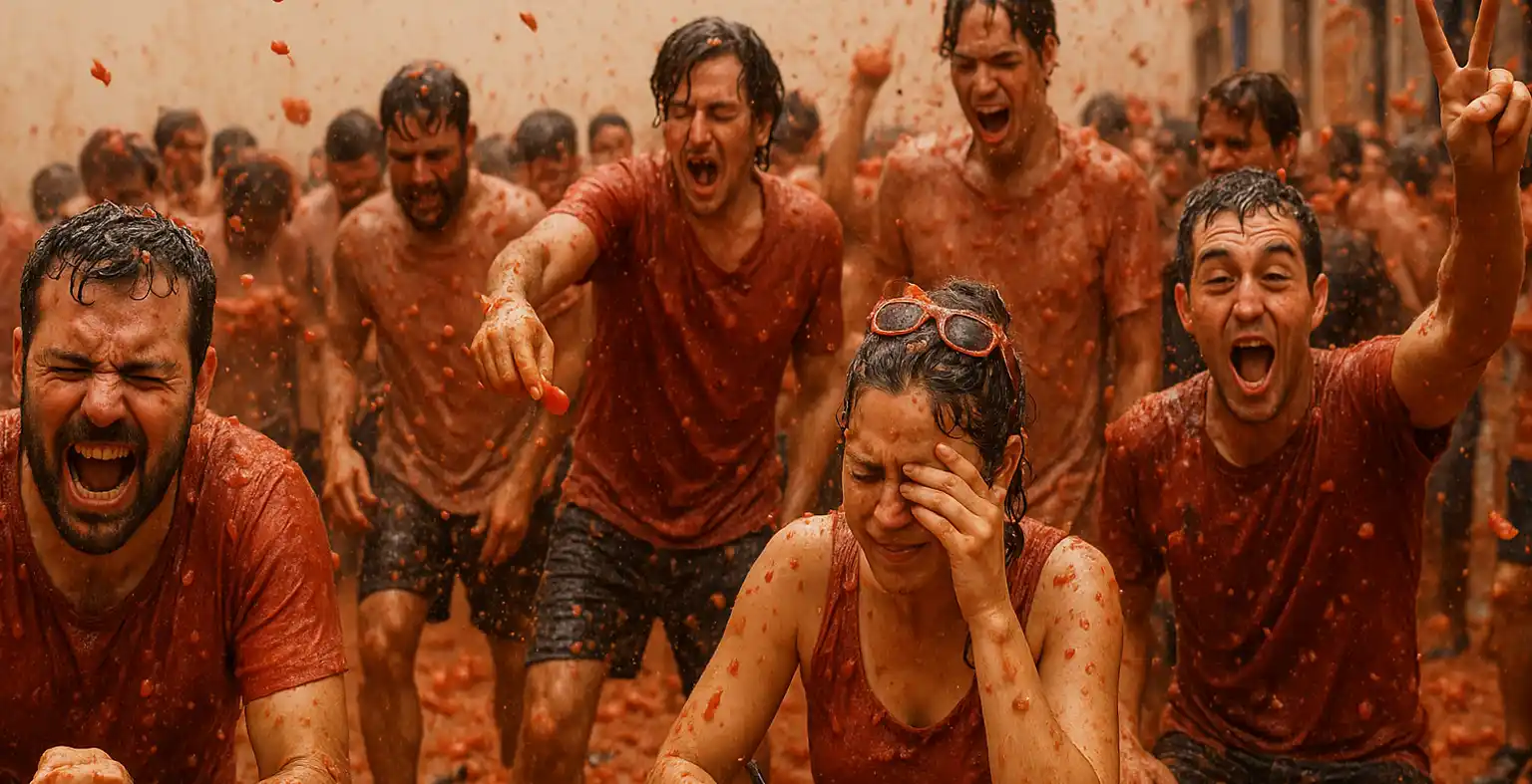 A juicy mess at La Tomatina Tomator Throwing Festival