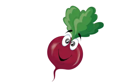 A Cartoon Radish with large eyes on a transparent background