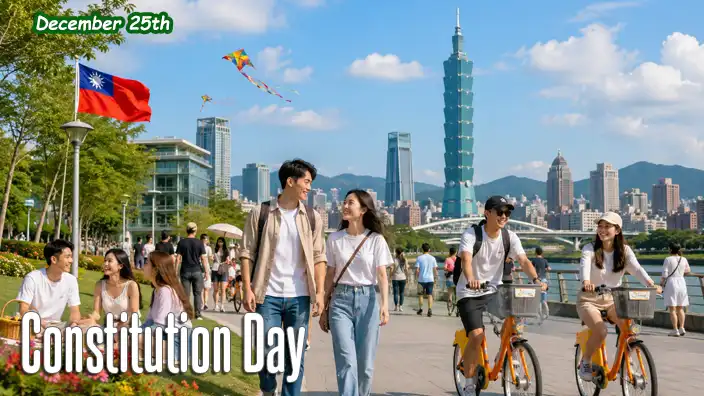 People enjoy a sunny afternoon in Taipei, Taiwan, walking, cycling, and relaxing in a riverside park with Taipei 101 rising above the city skyline.
