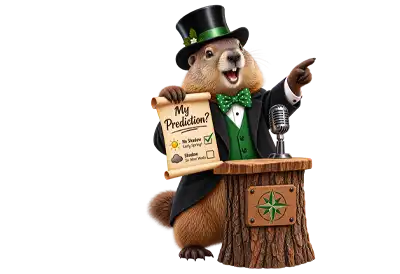 A Prognosticating Groundhog on a transparent background