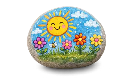 A Beautifully Painted Rock that looks like a fish on a transparent background