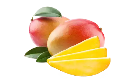 Fresh cut mangos on a transparent background