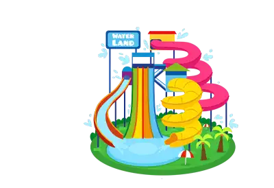 A Cartoon Waterpark on a Transparent Background