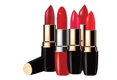 Several shades of lipstick on a transparent background