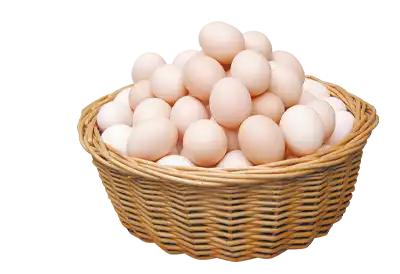 National Egg Day A Whicker Basket full of eggs on a transparent background