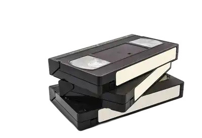 A stack of VCR Cassettes on a transparent background