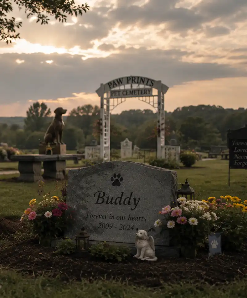 The Grave of Buddy, a friend who has past on and gone to the great kennel in the sky.