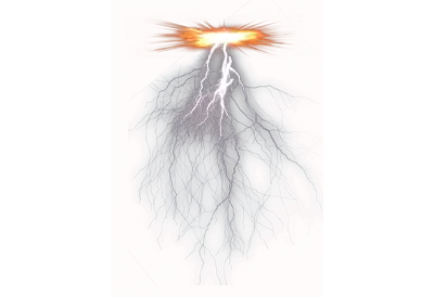 Lightning flashes on a transparent background