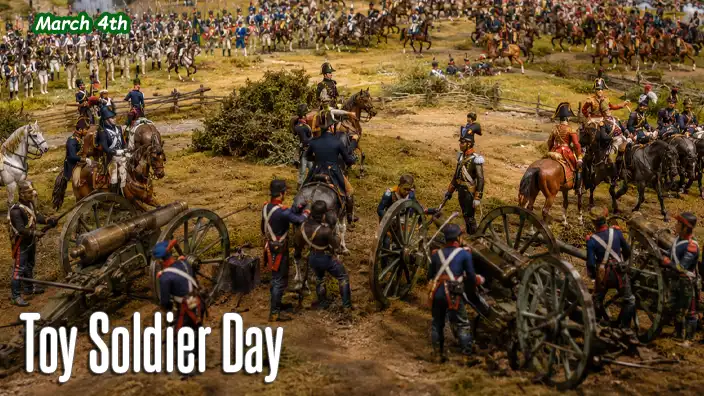Intricately crafted museum diorama depicting a historic battlefield, with painted toy soldiers, mounted officers, artillery batteries, and massed infantry formations engaged in a realistic military campaign.