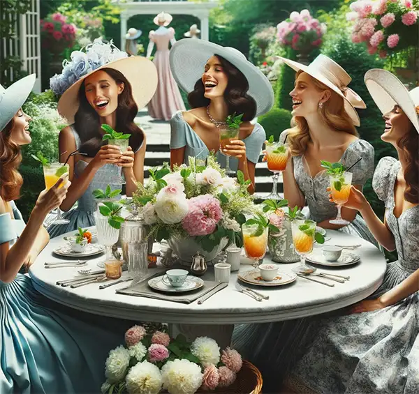 Mint Juleps were all the rage in the Antebellum South. Southern ladies enjoying Mint Juleps.