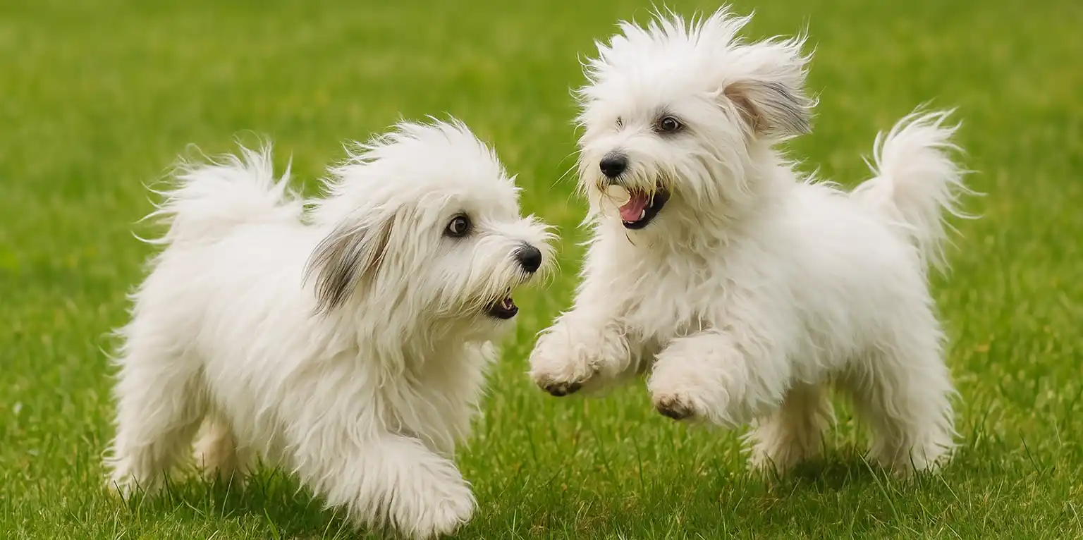 A pair of Coton de Tulears out celebrating their day