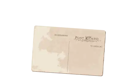 An old, stained, Postcard on a transparent background