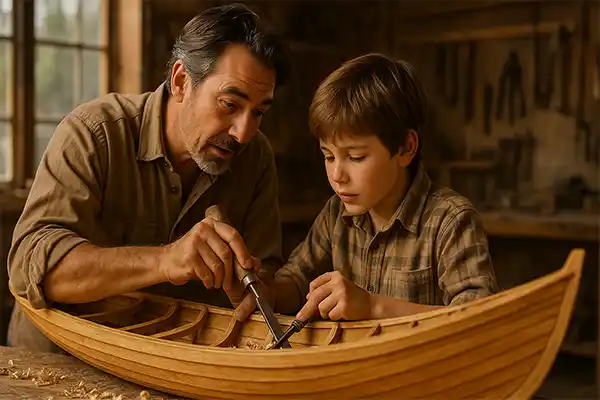Dad teaches his son