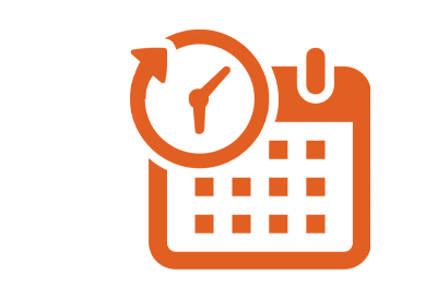 Calendar and time icon on a transparent background